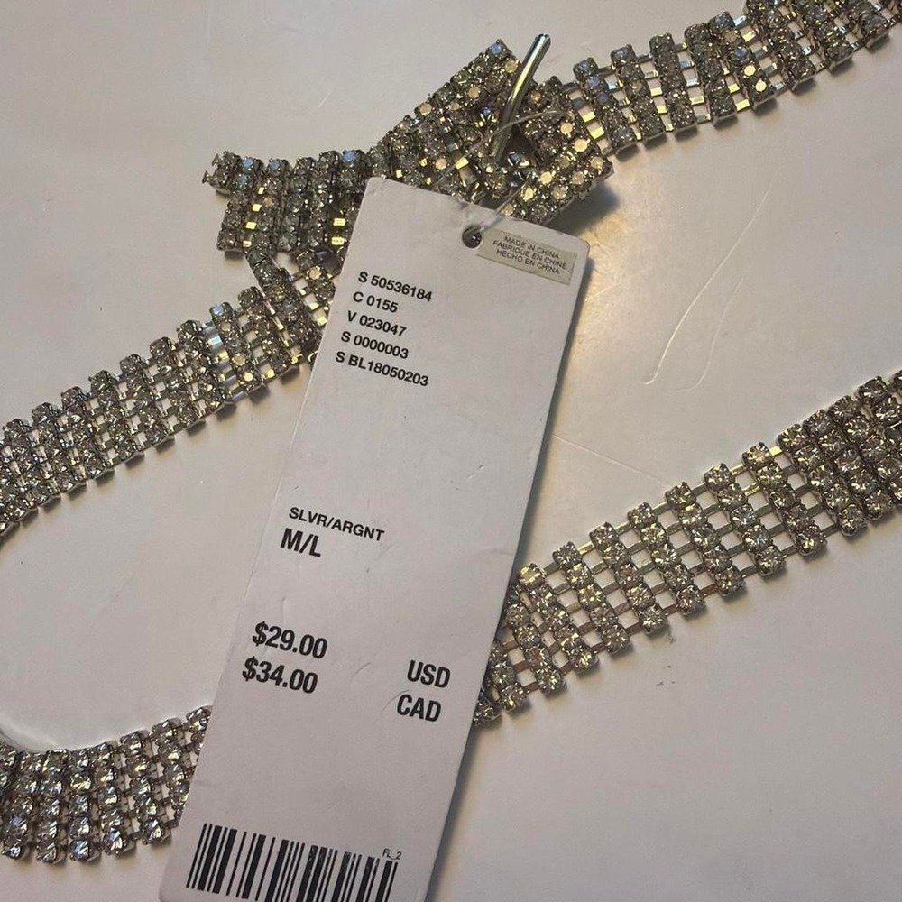 Urban Outfitters Rhinestone Silver Chain Belt Y2K McBling M/L NWT